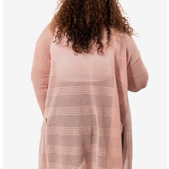 Cozy Pink Open-Front Cardigan Sweater-Large - Picture 6 of 7